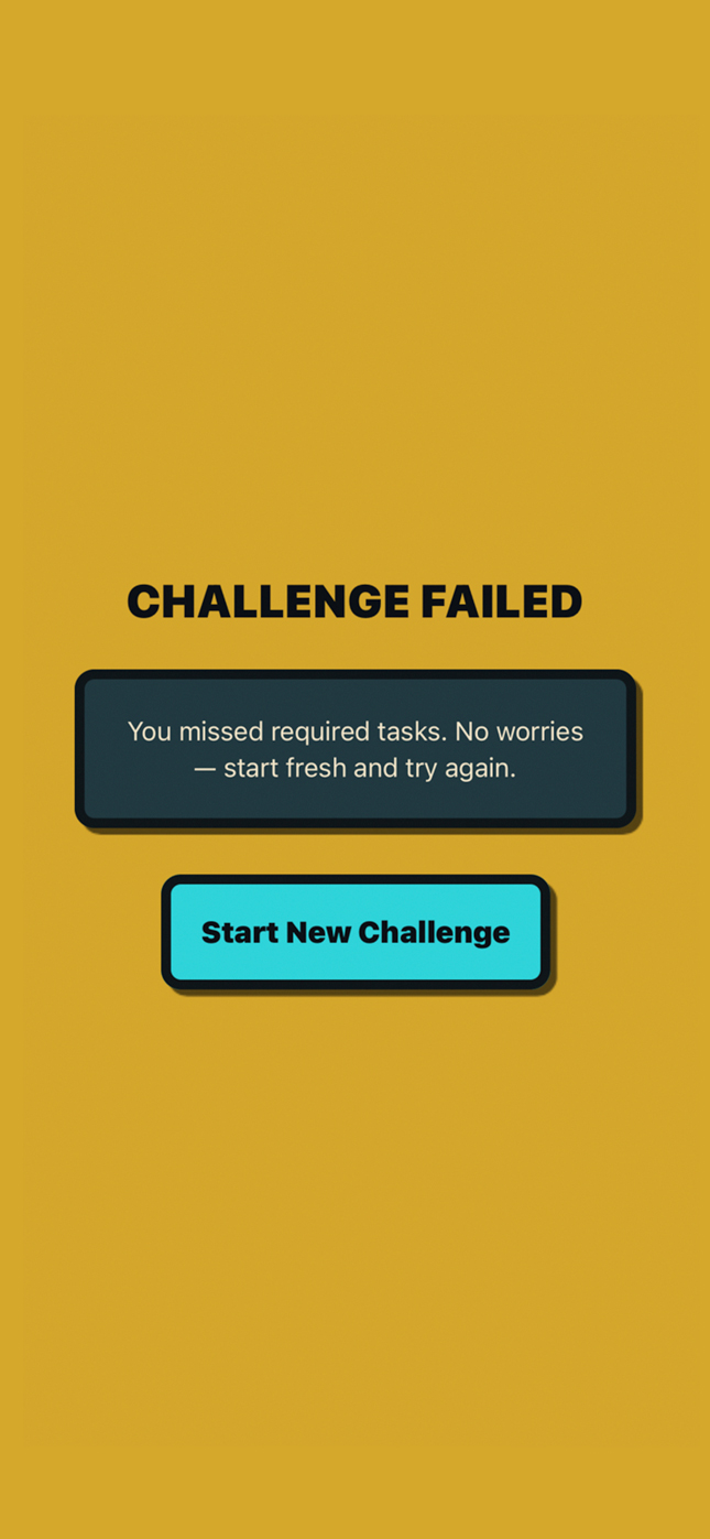 Failure screen when a day was missed